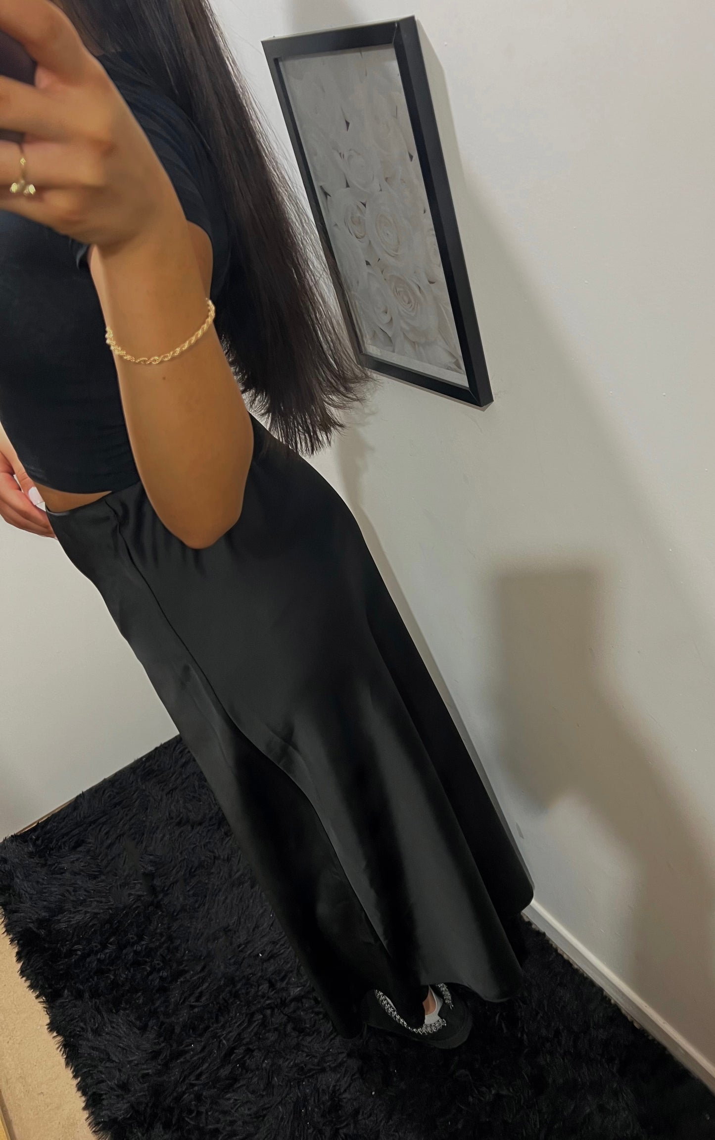 JUPE NOIRE EN SATIN