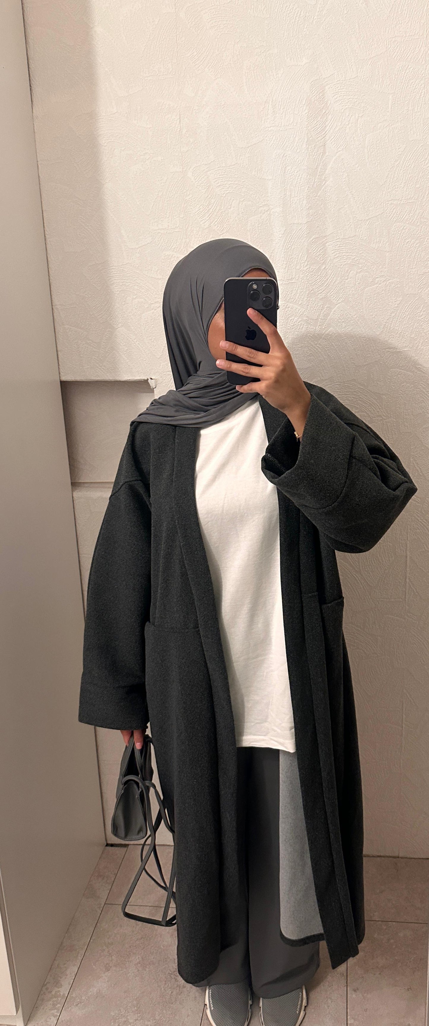 MANTEAU OVERSIZE GRIS FONCÉ