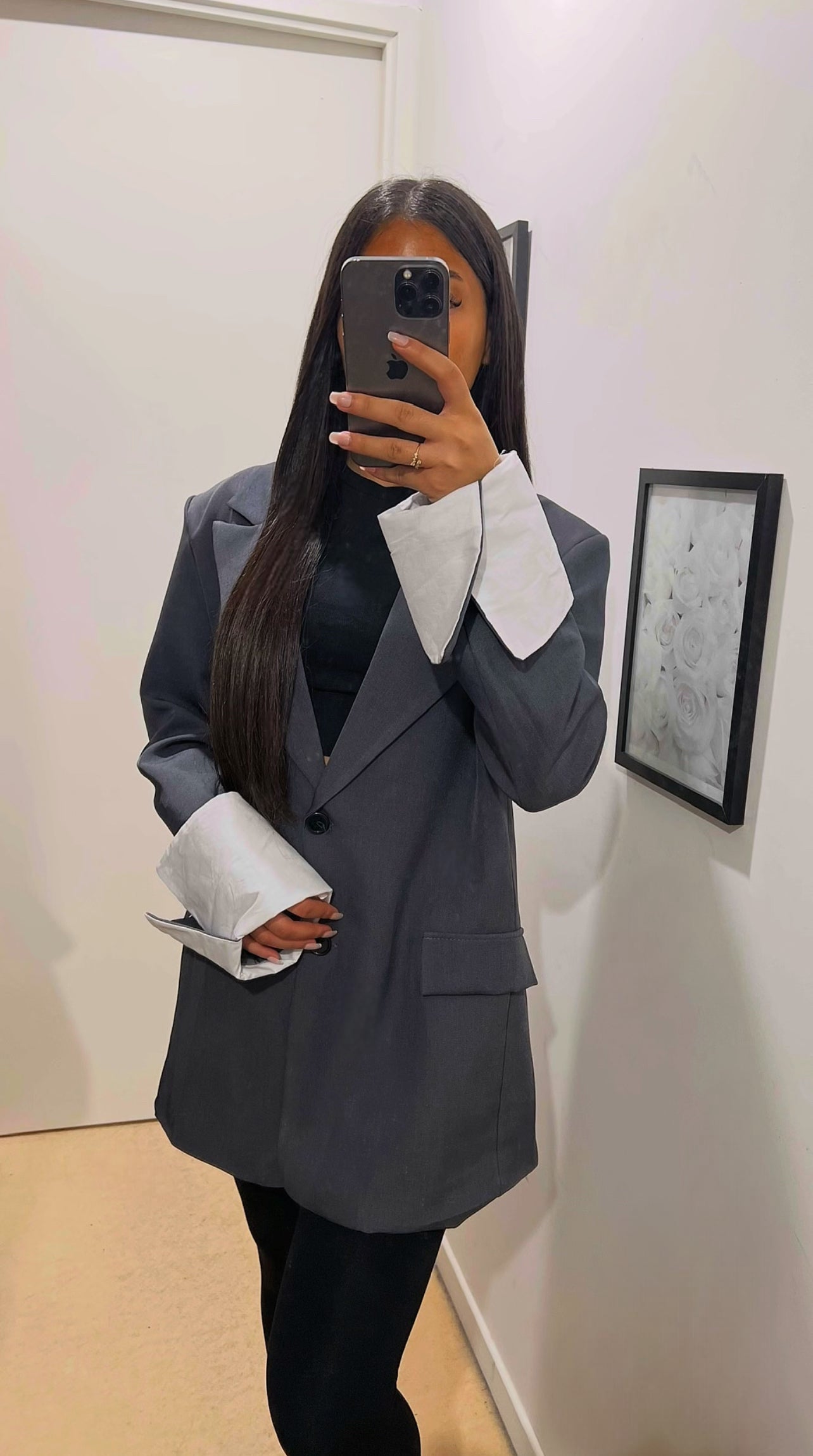 BLAZER À REVERS OVERSIZE GRIS