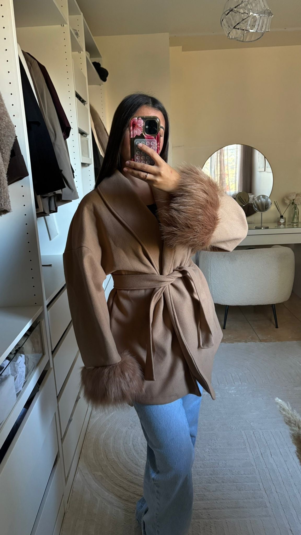 VESTE FOURRURE CAMEL