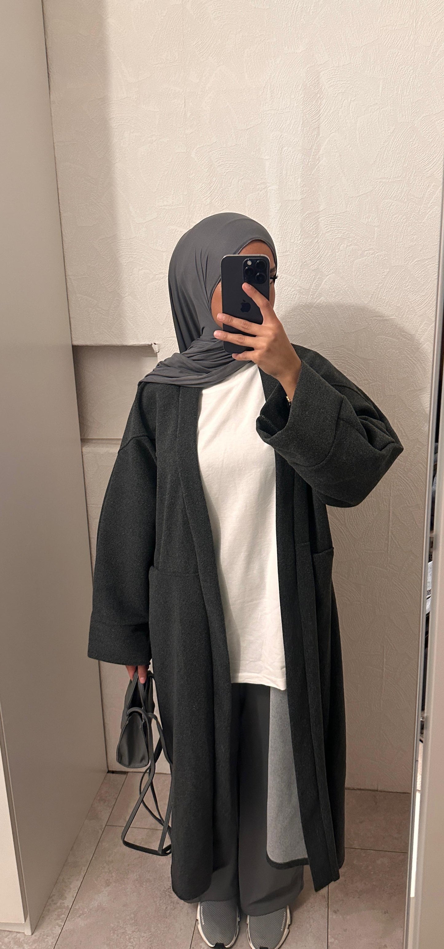 MANTEAU OVERSIZE GRIS FONCÉ