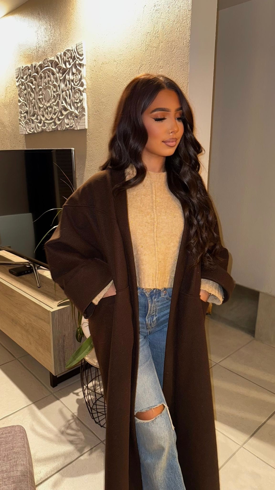 MANTEAU OVERSIZE MARRON