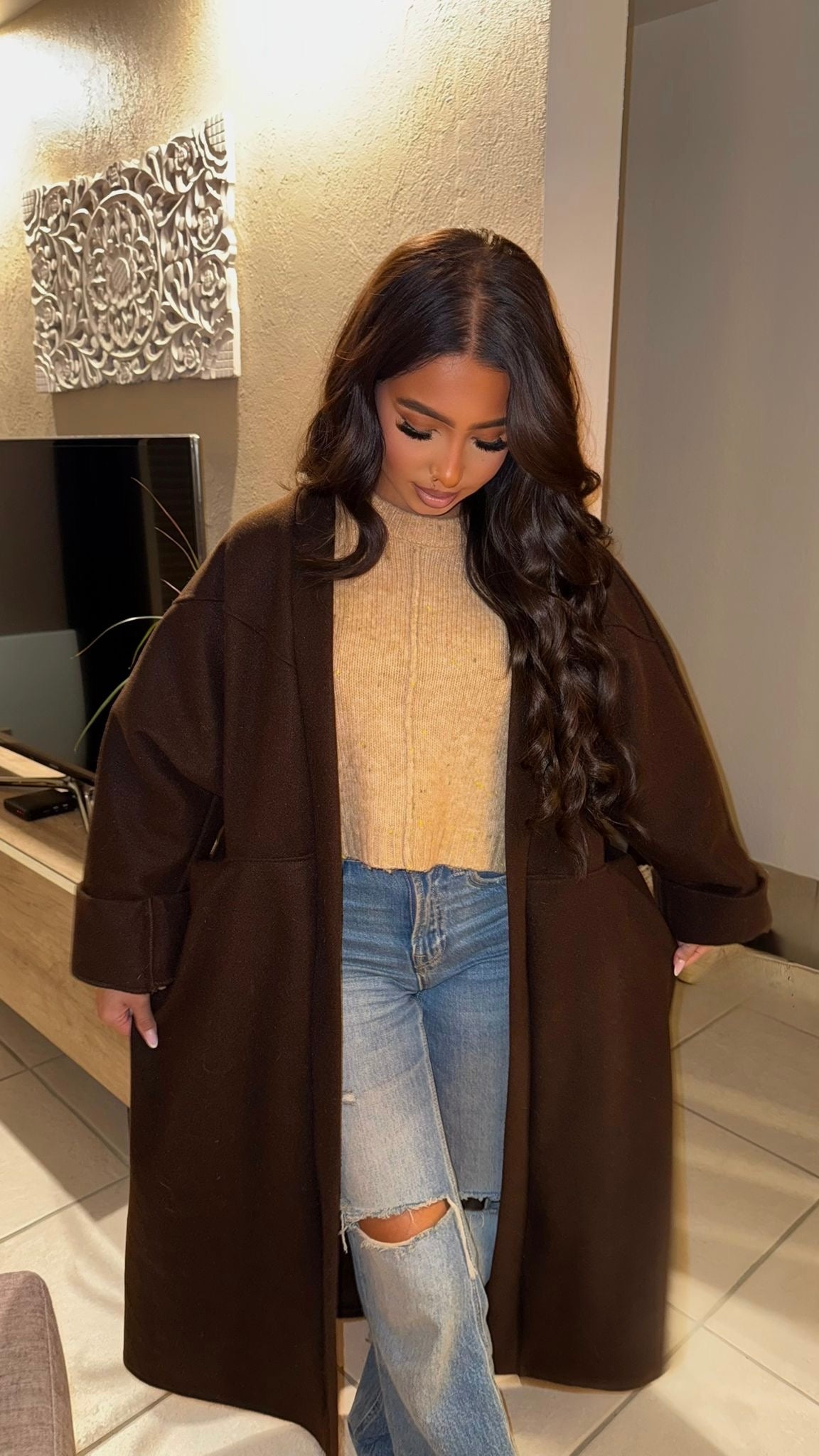 MANTEAU OVERSIZE MARRON