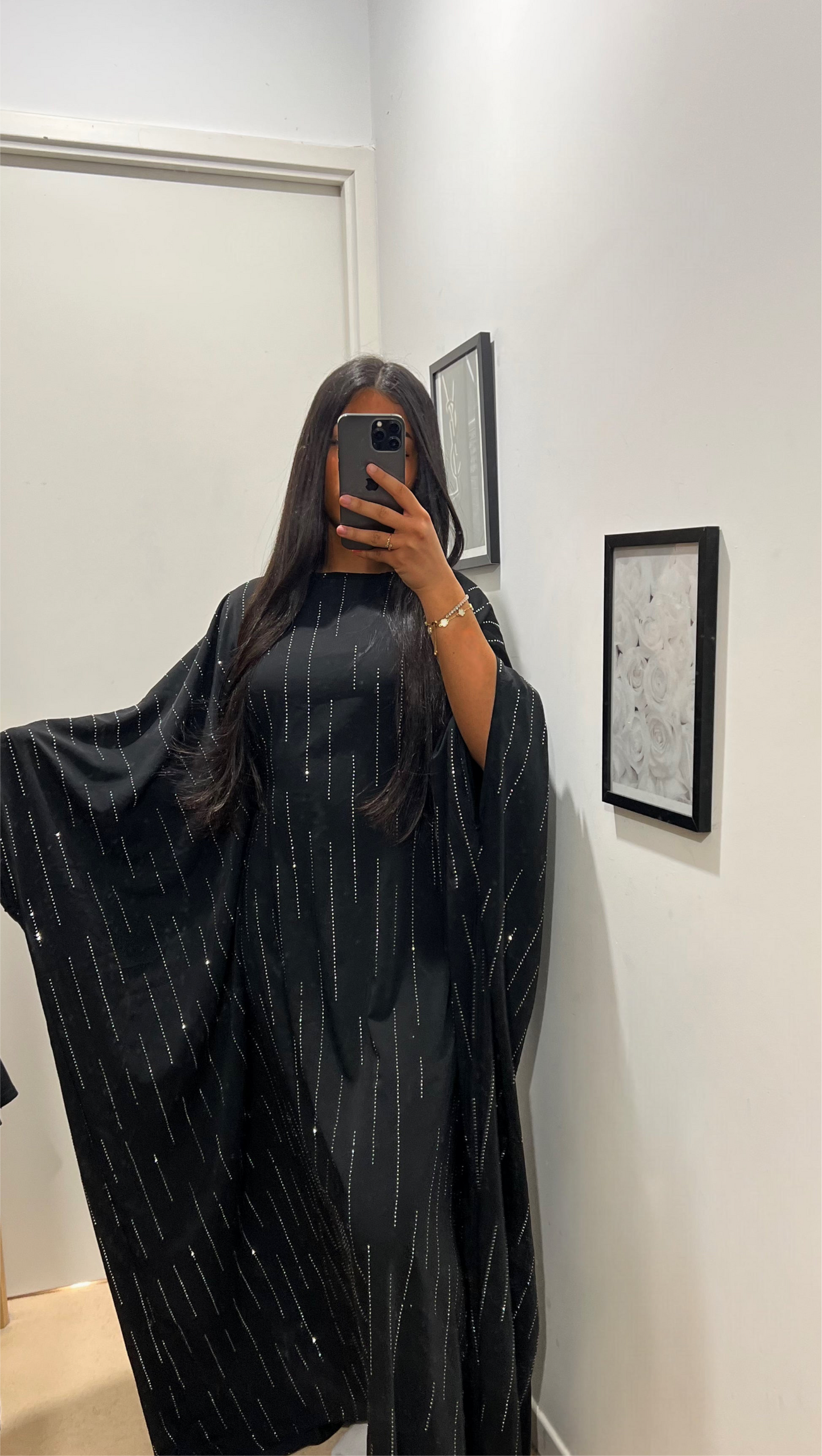 ABAYA À STRASS NOIRE