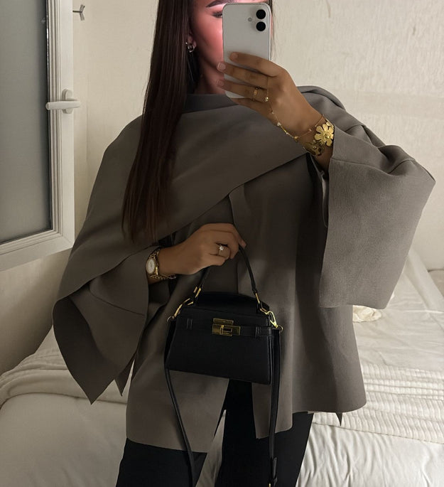 TAUPE PONCHO CAPE
