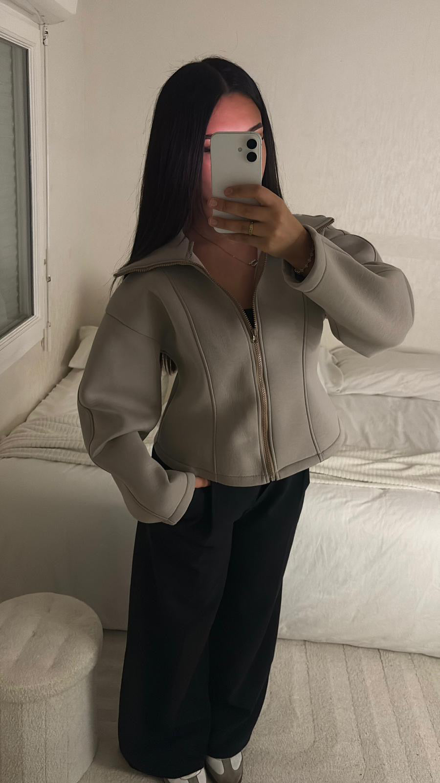 VESTE COURTE TAUPE