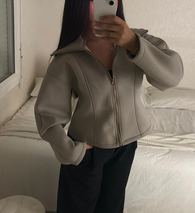 VESTE COURTE TAUPE