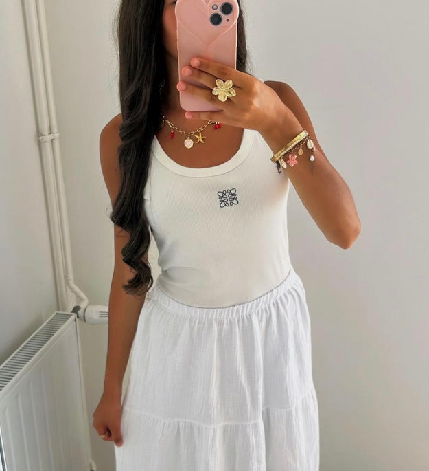 WHITE COTTON GAS SKIRT