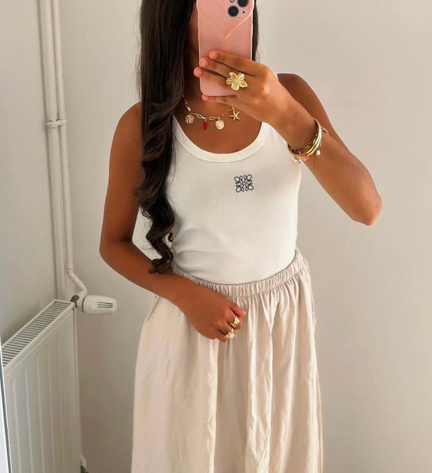 BEIGE SKIRT WITH POCKETS