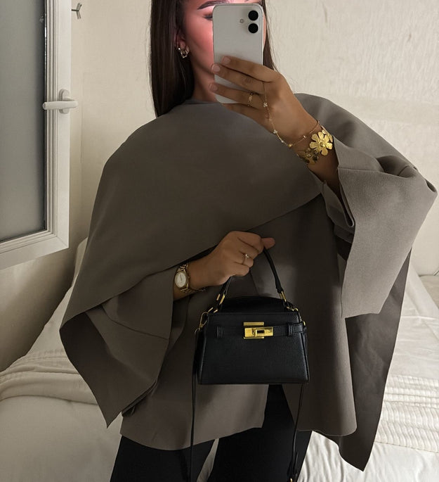 TAUPE PONCHO CAPE