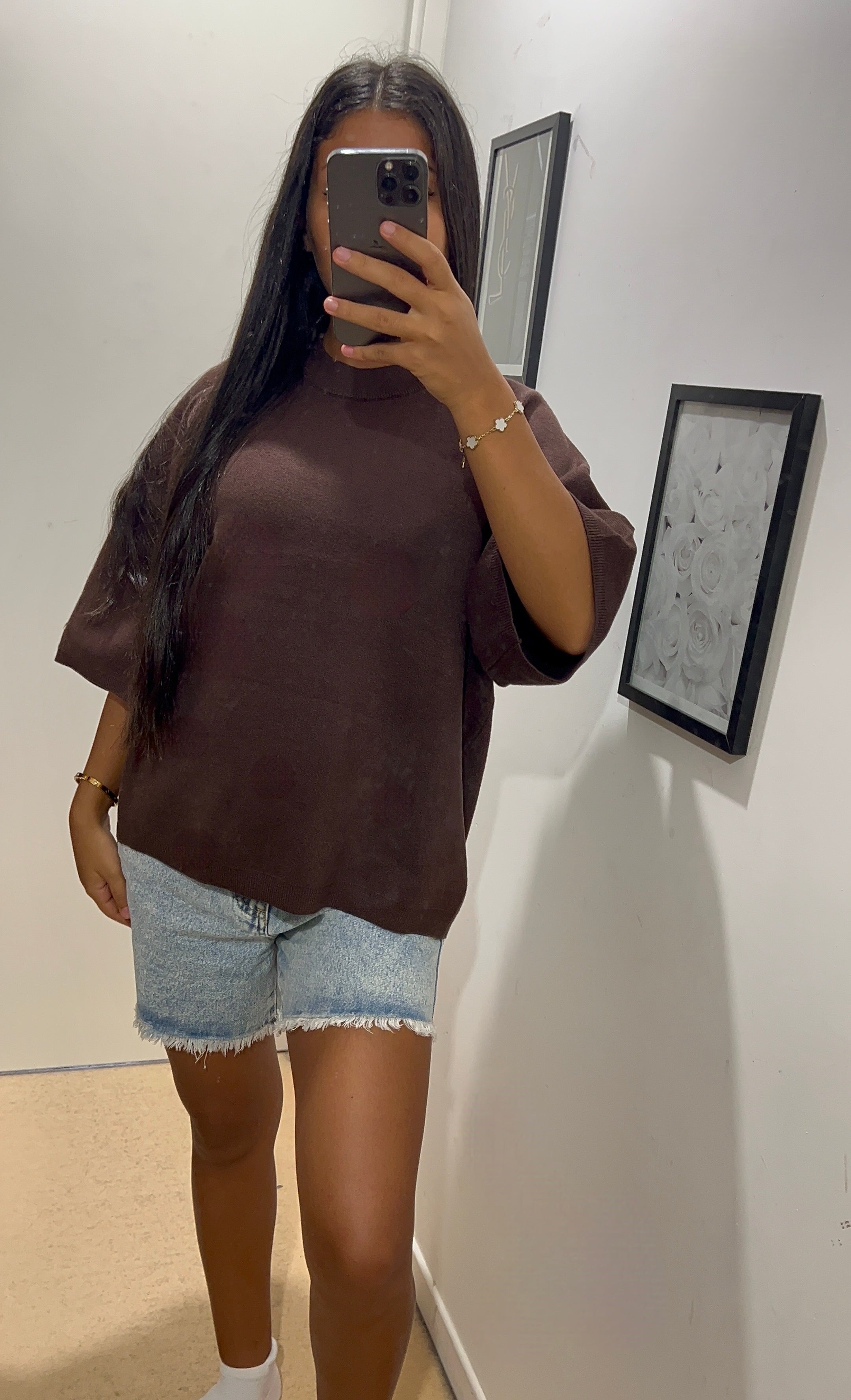 T SHIRT EN MAILLE MARRON (pré-commande)