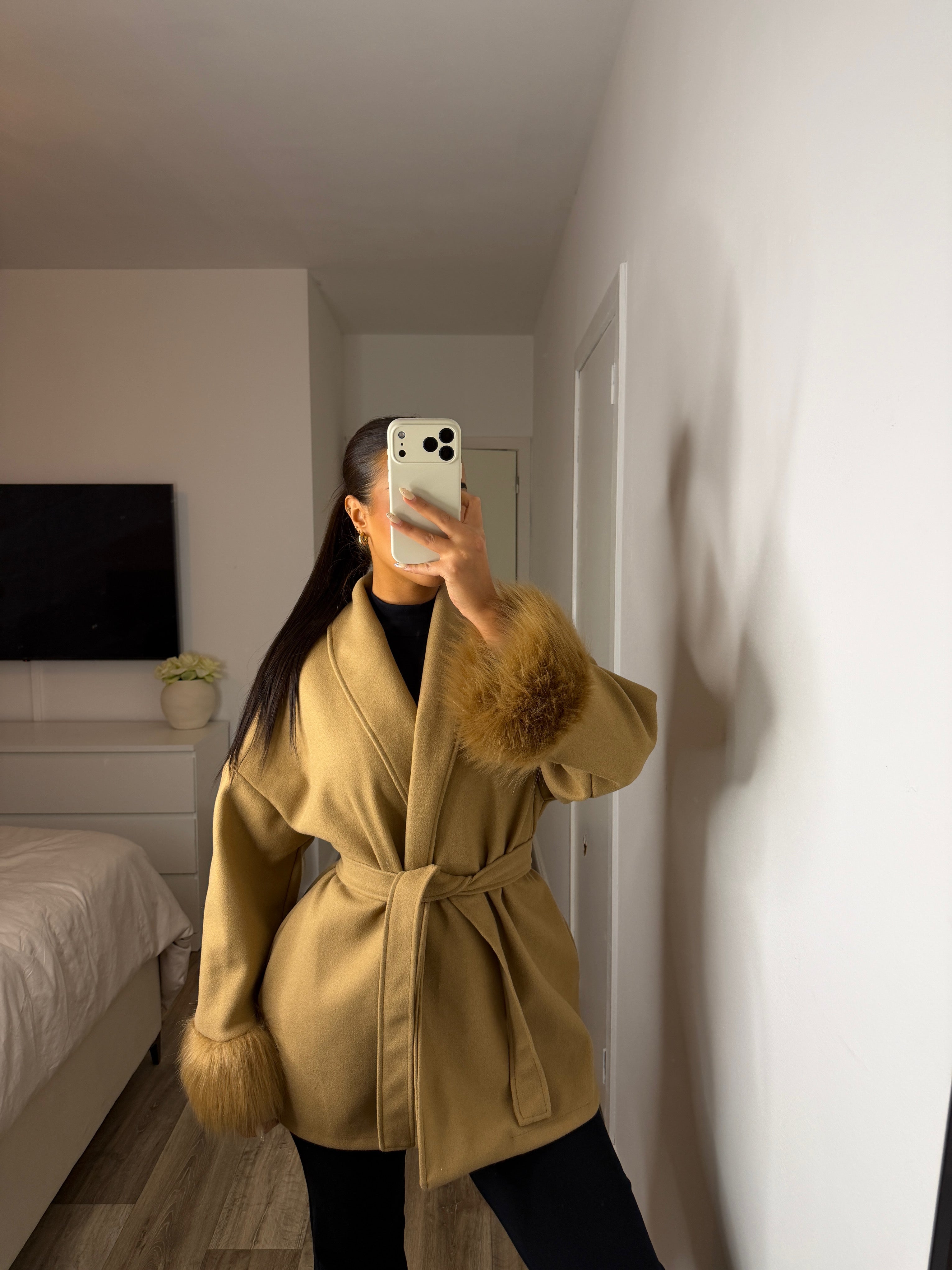 VESTE FOURRURE CAMEL