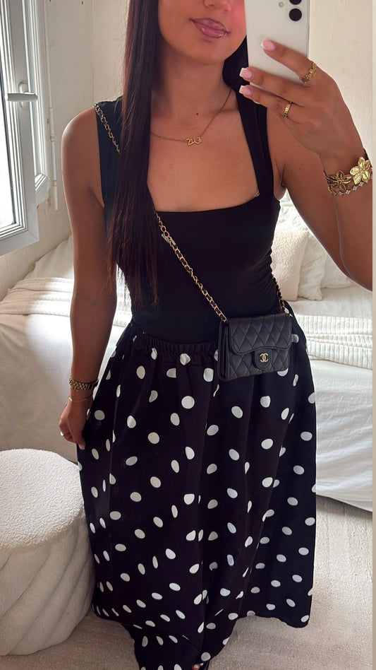 JUPE À POIS NOIRE