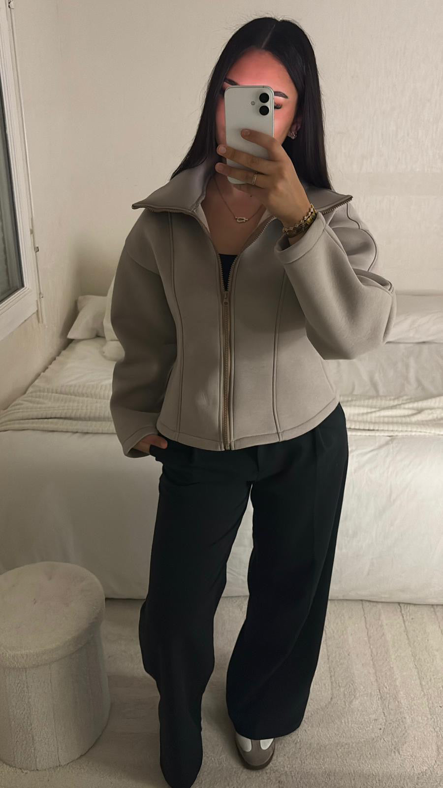 VESTE COURTE TAUPE