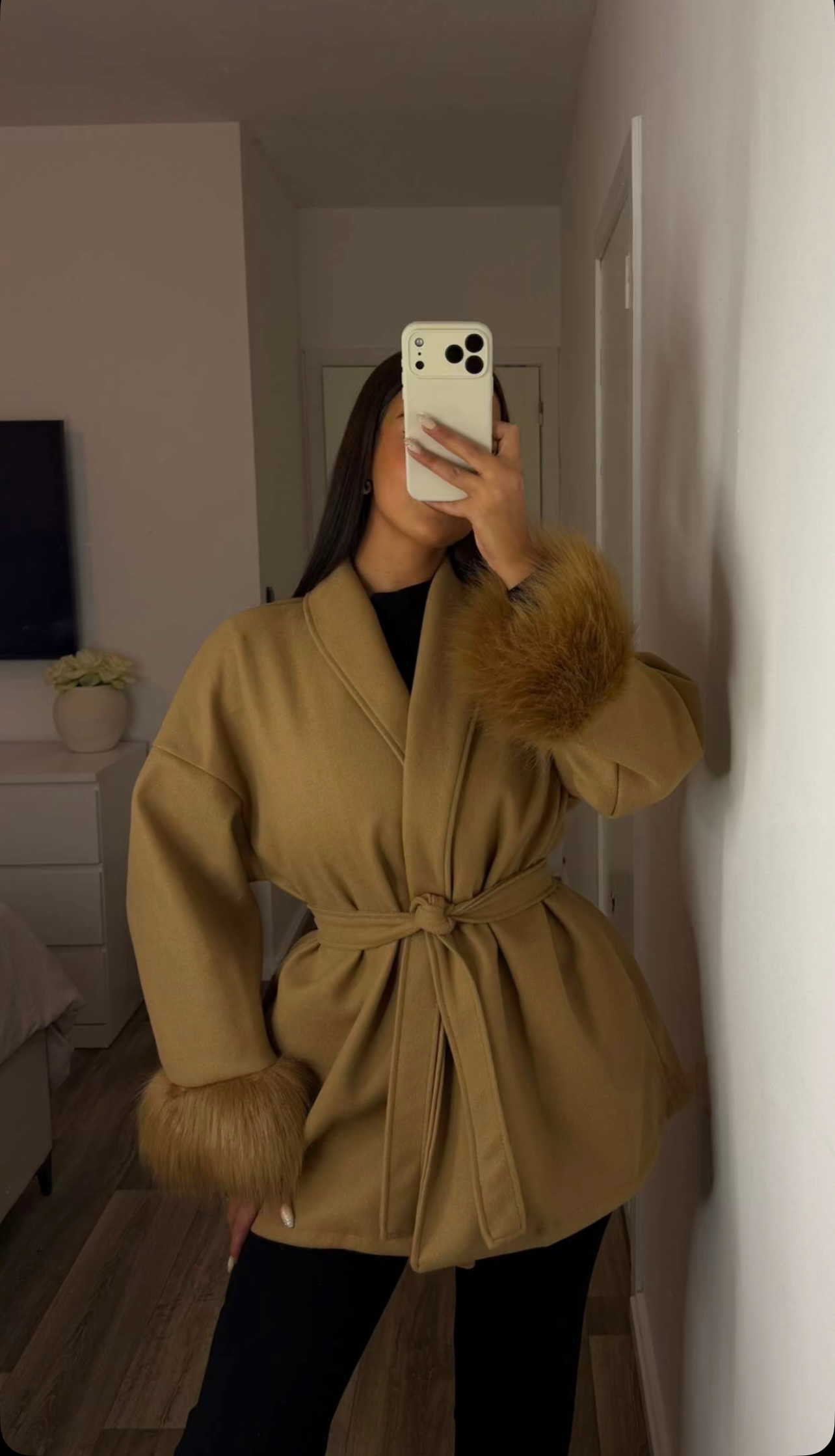 VESTE FOURRURE CAMEL