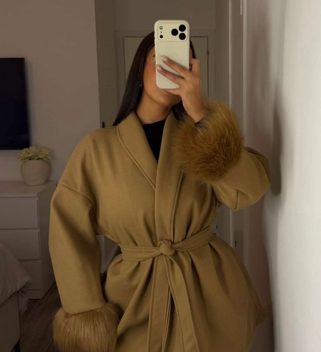 VESTE FOURRURE CAMEL