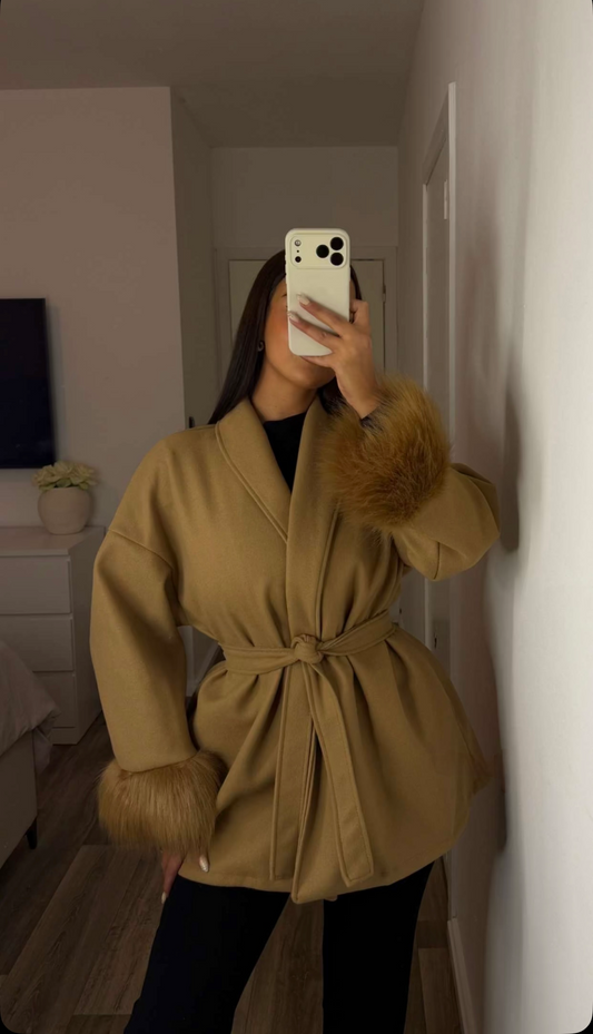 VESTE FOURRURE CAMEL
