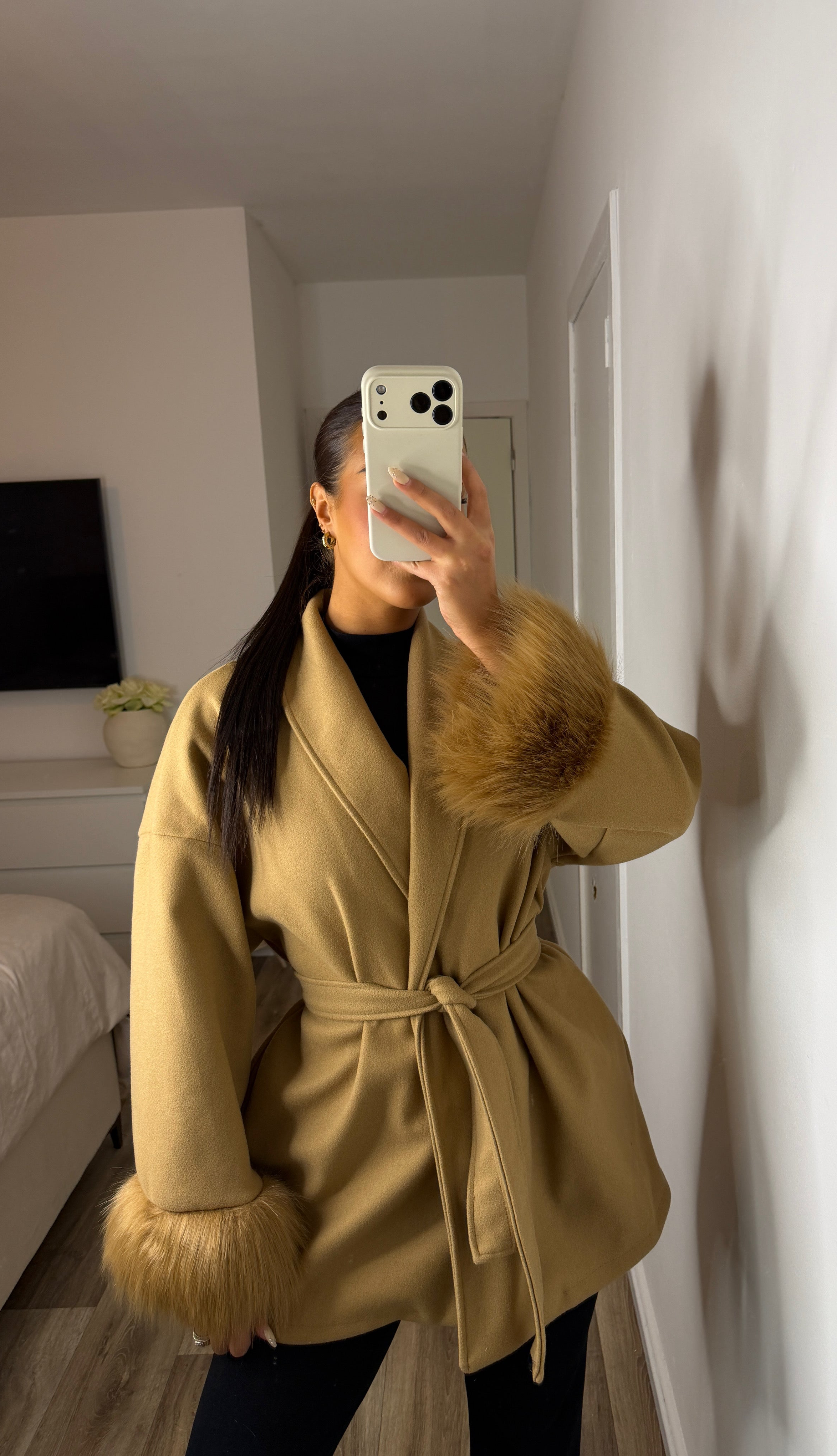 VESTE FOURRURE CAMEL