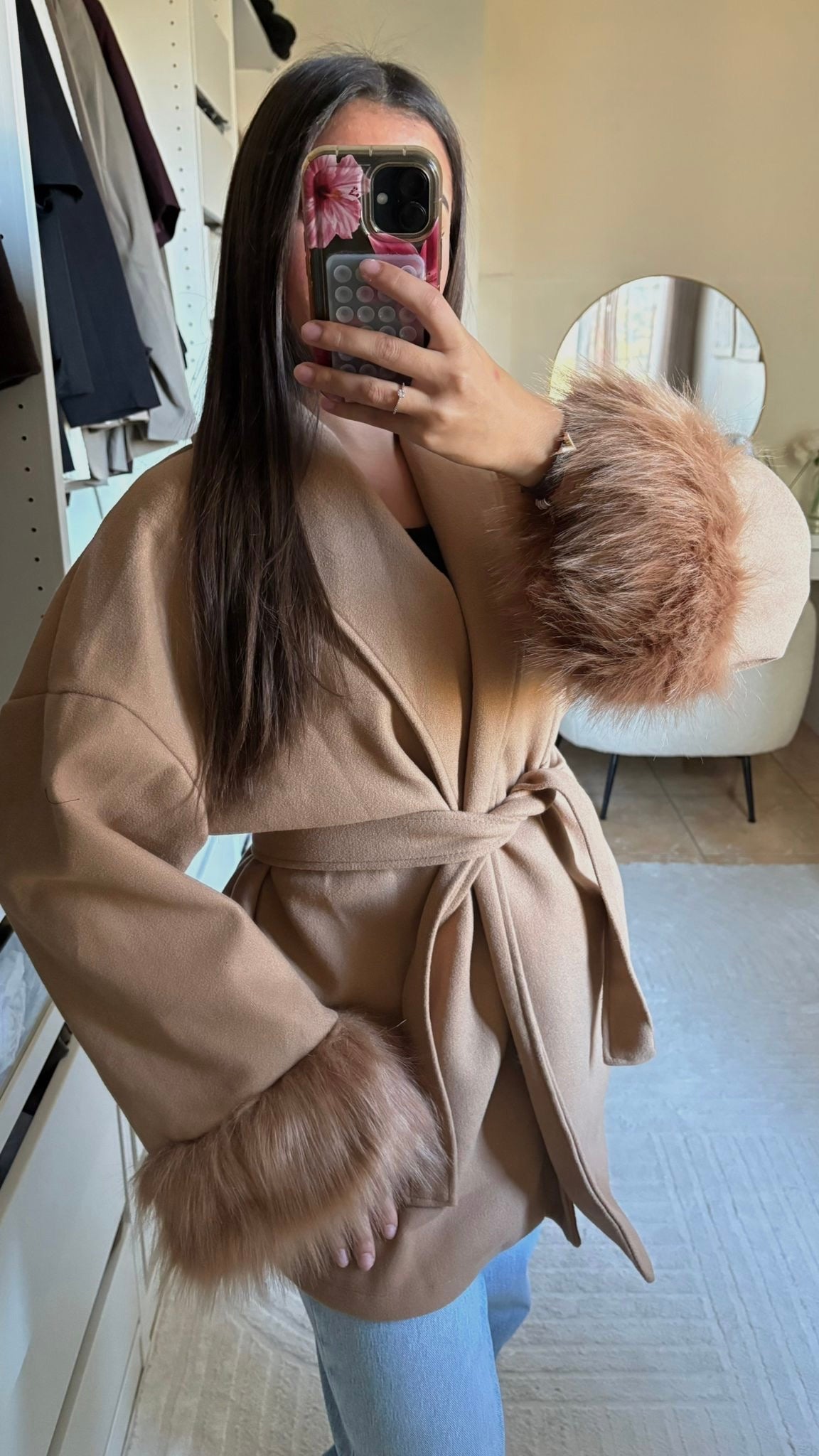 VESTE FOURRURE CAMEL