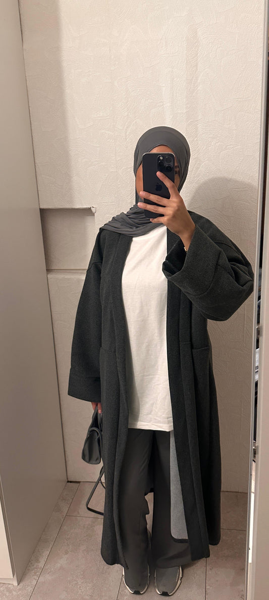 MANTEAU OVERSIZE GRIS FONCÉ
