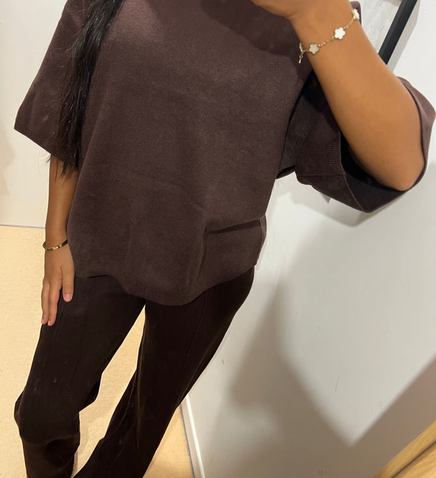 PANTALON EN MAILLE MARRON