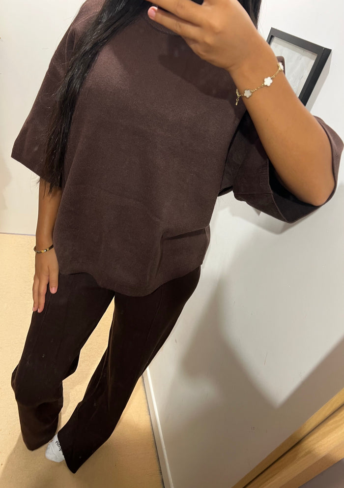 PANTALON EN MAILLE MARRON