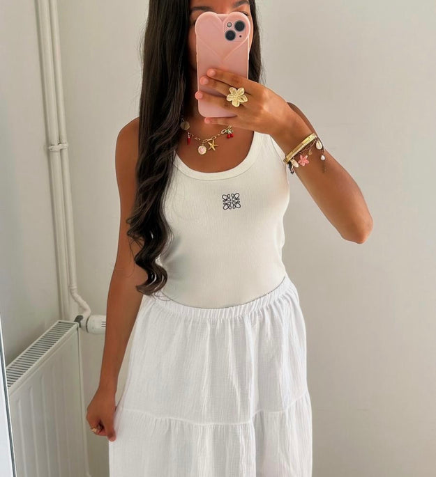 WHITE COTTON GAS SKIRT