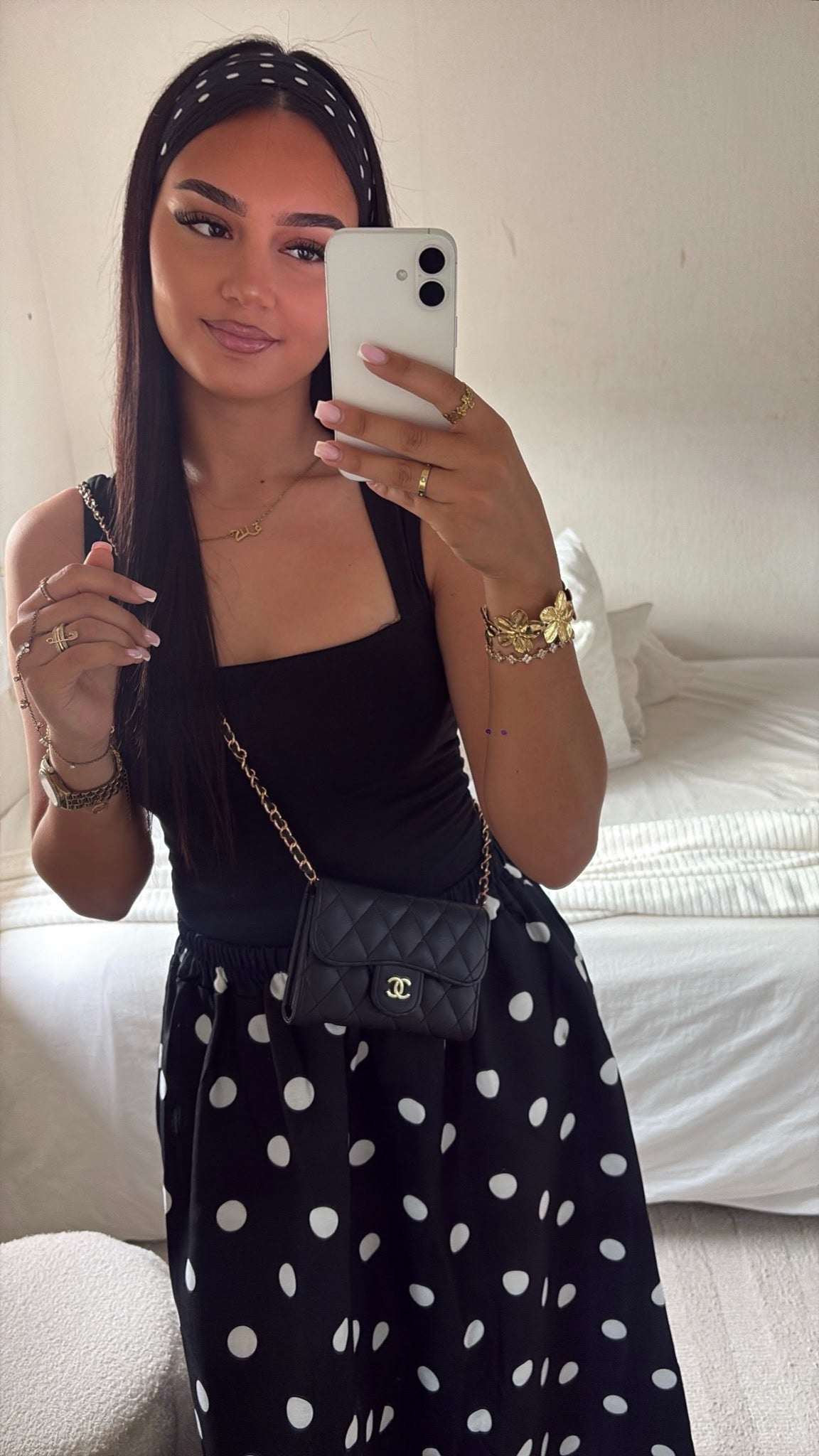 JUPE À POIS NOIRE