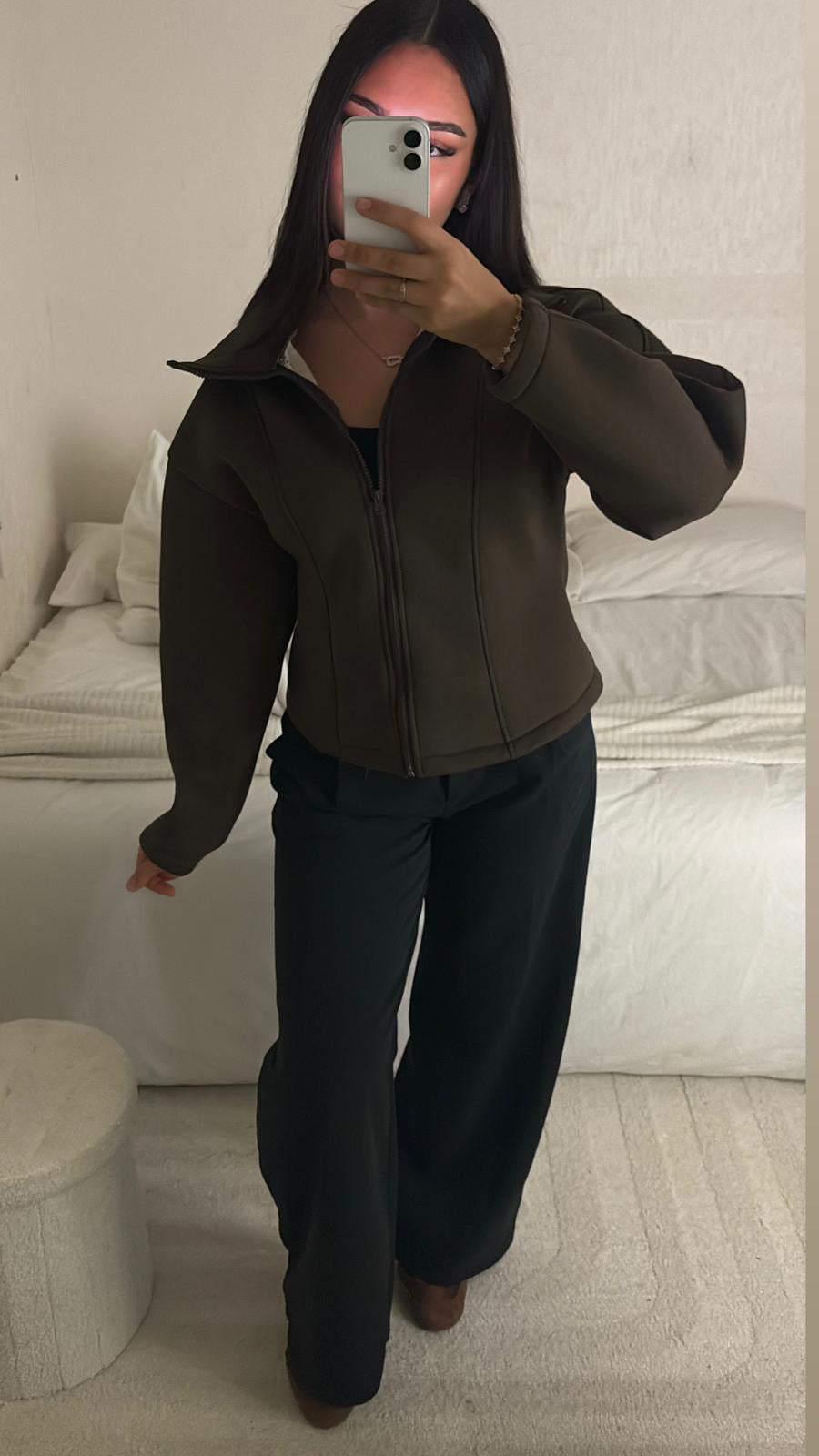 VESTE COURTE MARRON