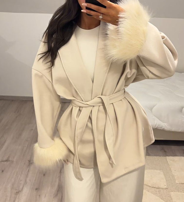 BEIGE FUR JACKET
