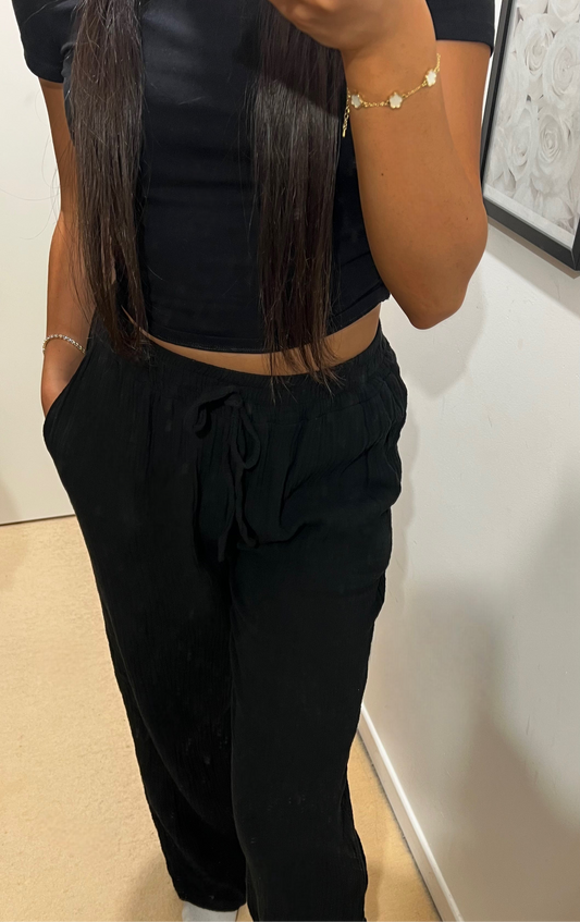 PANTALON GAZ DE COTON NOIR