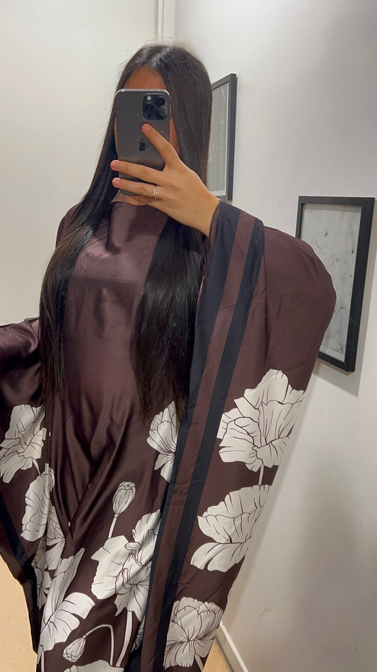 ABAYA FLEUR MARRON