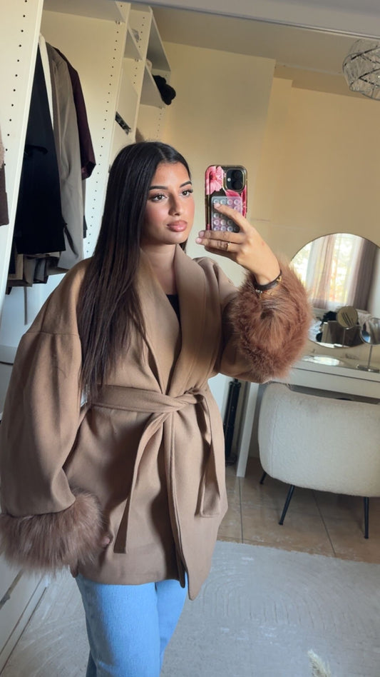 VESTE FOURRURE CAMEL