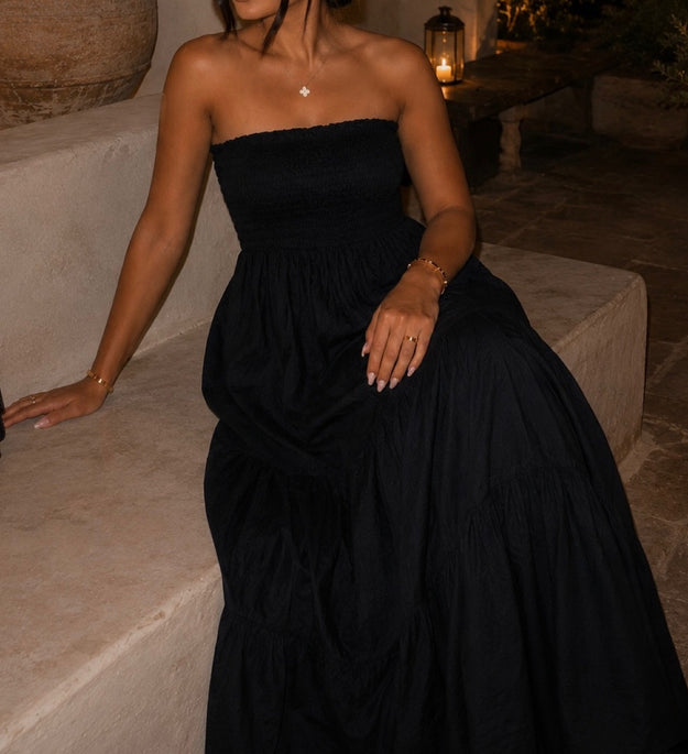BLACK STRAPSIER DRESS
