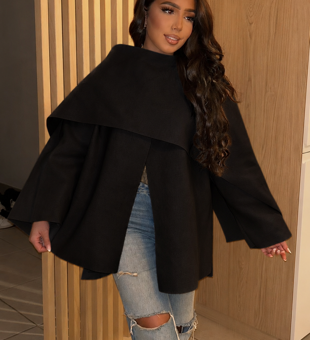 BLACK PONCHO CAPE