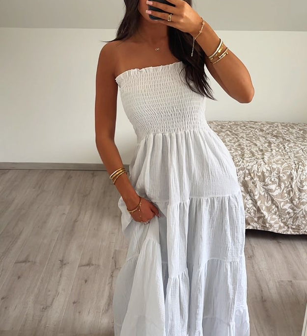 WHITE STRAPSIER DRESS