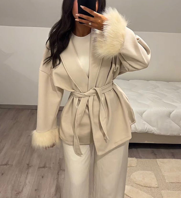 BEIGE FUR JACKET