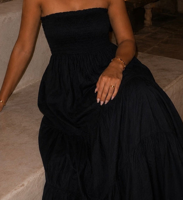 BLACK STRAPSIER DRESS