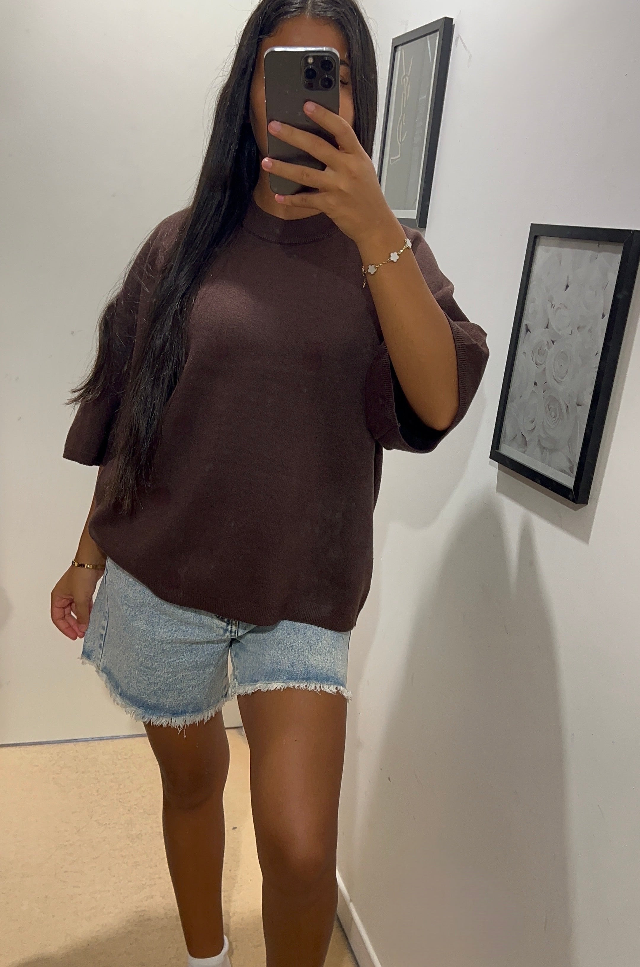 T SHIRT EN MAILLE MARRON (pré-commande)