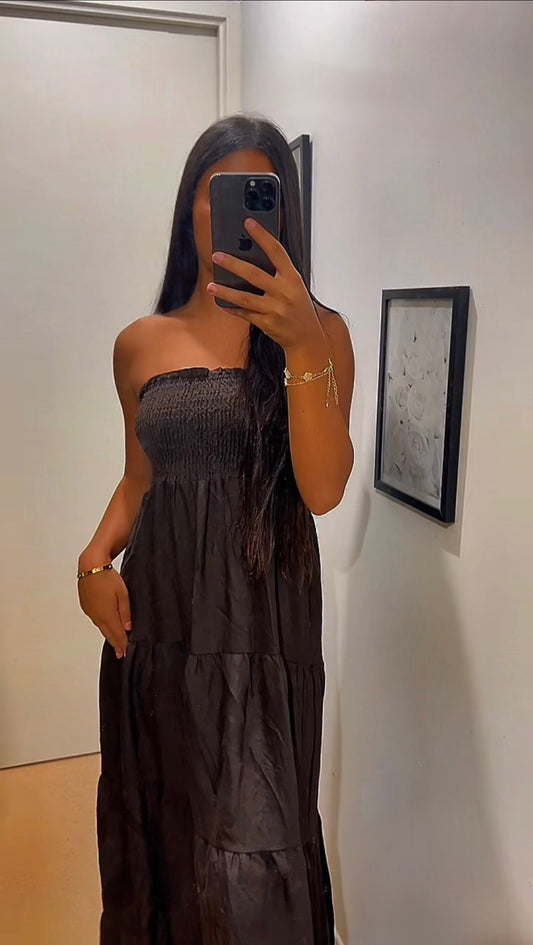 ROBE BUSTIER MARRON