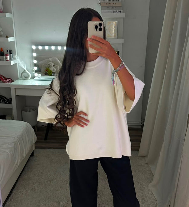 T SHIRT EN MAILLE BLANC (pré-commande)